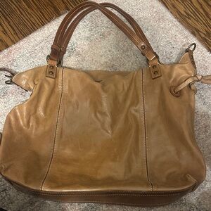 Elegant Tan Leather Tote Shoulder  Bag